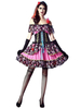 Femmes Déguisements Halloween Costumes Corpse Mariée Robe De Crâne Imprimer Peach Lace Up Costumes De Vacances