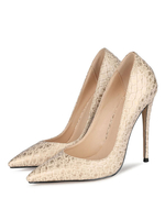 Femmes Escarpins Slip-On Bout Pointu Talon Aiguille En Cuir PU Sexy Abricot Profond Talons Hauts