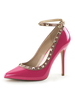 Femmes Escarpins Slip-On Bout Pointu Talon Aiguille Paillettes Sangle Cheville Sexy Vintage Chaussures Rose