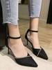 Femmes Escarpins Talon Aiguille Bout Pointu Chic Noir PU Cuir Bride De Cheville Talons