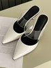 Femmes Escarpins Talon Aiguille Mules Cuir Verni Blanc