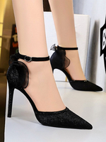 Femmes Escarpins Talon aiguille Sangle réglable Bout pointu Oeuvre Noir Talon haut