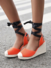 Femmes Espadrilles Suede Round Toe Lace Up Wedge Heel Shoes