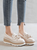 Femmes Flatform Oxfords Apricot Round Toe Synthétique Slip On Chaussures