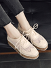 Femmes Flatform Oxfords Chic Round Toe Patchwork Lace Up Casual Chaussures