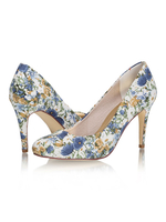 Femmes Floral Hauts talons imprimé Pompes Stiletto talon bleu romantique