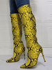 Femmes Genou Bottes Python Bout Pointu Talon Aiguille Bottes À Talons Sexy