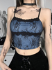 Femmes Gothique Cami Top Dentelle Noire Sans Manches Gothique Polyester Sexy Top Dété