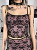 Femmes Gothique Cami Top Noir Dentelle À Lacets Gothique Bretelles Cou Sans Manches Dété Camis
