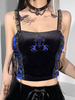 Femmes Gothique Cami Tops Dentelle Noire À Lacets Sans Manches Gothique Polyester Sexy Cami Top