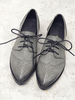 Femmes gris Oxfords bout pointu en cuir Synthétique lacets chaussures de sport