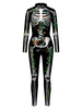 Femmes Halloween Jumpsuit Zentai Green Scary Skeleton Halloween Lycra Spandex Catsuit