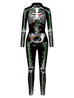 Femmes Halloween Jumpsuit Zentai Green Scary Skeleton Halloween Lycra Spandex Catsuit