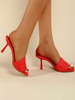 Femmes Heeled Mules Slip-On Stiletto Heel Cuir Cuir rouge Mules rouges