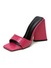 Femmes Heeled Mules Slip sur Chunky Heel PU Cuir Rose Rose Mules rouges