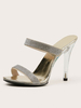 Femmes Heeled Mules Strass Stiletto Heel Cuir PU Cuir Mules blondes