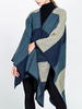 Femmes Hiver Couverture Surdimensionnée Poncho Cape Châle Cardigans Bleu