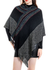 Femmes Hiver Noir Gris Poncho Pull Cape Châle