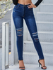 Femmes Jeans Cowboy Taille Surélevée Tapered Fit Long Denim Pants