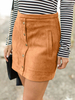 Femmes Jupe Café Boutons Marron Daim Court Automne Femmes Bas Avec Poches