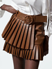 Femmes Jupe Café Marron Ceinture Cuir Automne Hiver Femmes Bas