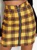 Femmes Jupe Jaune Zipper Plaid Polyester Mini Taille Surélevée Mini Automne Et Hiver Femmes Bas