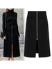 Femmes Jupe noire Polyester longues Haut Bas Design Automne et Hiver Bas