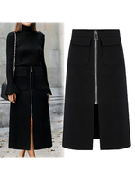 Femmes Jupe noire Polyester longues Haut Bas Design Automne et Hiver Bas