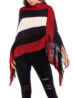 Femmes Knit Poncho Jewel géométrique manches longues Cape Manteau
