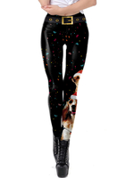 Femmes Legging De Noël Motif De Noir Vacances Costumes Imprimé Chien Déguisements