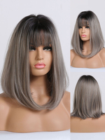 Femmes longue perruque café bruns raides longues Rayonne Casual couches synthétiques Perruques