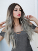 Femmes Longue Perruque Ombre Bouclés Rayonne Élégante Soulignant Cheveux Longs Synthétiques Perruques