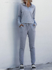 Femmes Loungewear Haut à manches longues à col rabattu gris avec pantalon