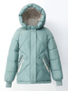 Femmes Manteau Court Vert À Capuche Manches Longues Lettres Imprimer Manteaux Puffer Zip Up