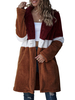 Femmes Manteaux En Fausse Fourrure Jaune Manches Longues Col Rabattu Couleur Bloc Poches Manteau En Fausse Fourrure