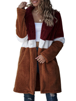 Femmes Manteaux En Fausse Fourrure Jaune Manches Longues Col Rabattu Couleur Bloc Poches Manteau En Fausse Fourrure