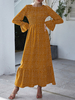 Femmes Maxi Robes en Mousseline Manches Longues Robe Longueueueueueue Imprimée Floral Robe Casuale Manches Bouffantes