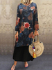 Femmes Maxi Robes Manches Longues Noir Imprimé Floral Col En V Robe Longueueueueueue