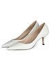 Femmes mi-bas talons bout pointu blanc en cuir PU pompes élégantes talons sexy