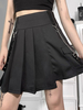 Femmes Mini Jupe Chaînes Noires Gothique Polyester Gothique Jupe Plissée