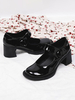 Femmes Mocassins Noir Bout Rond Marry Jane Casual Synthétique Cuir Femmes Chaussures