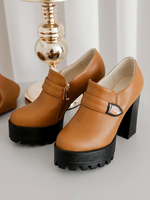 Femmes Mocassins Plateforme Bout Rond Slip-on Chunky Talon Casual Chaussures