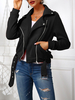 Femmes Moto Vestes Noir Collier Zipper court Turndown veste pour les femmes