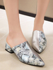 Femmes Mule Chaussures Silver Pointed Toe Snake Pattern Backless Slip On Mules