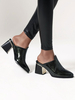 Femmes Mule Chaussures Synthétique Cuir Vert Foncé Bout Pointu Slip-On Chaussures