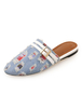Femmes Mule Mocassins Denim Bout Rond Bout De Boucle Dos Plat Chaussures Chaussures Mule Bleu Clair