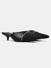 Femmes Mules À Talons Talon Aiguille Bout Pointu En Cuir PU Talons Noirs