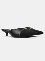Femmes Mules À Talons Talon Aiguille Bout Pointu En Cuir PU Talons Noirs