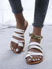Femmes mules blanches bout ouvert sans lacet talon plat en cuir PU sandales plates dété