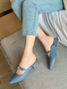 Femmes Mules en cuir Synthétique éblouissant bleu bout pointu Slip-On chaussures